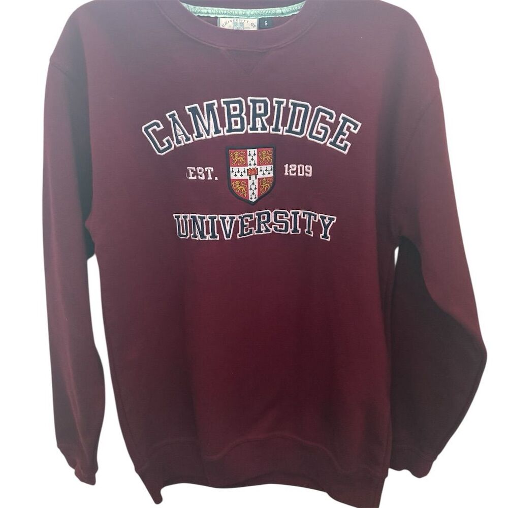 Vintage‎ Cambridge University Crewneck Sweater Men's S Maroon Pullover